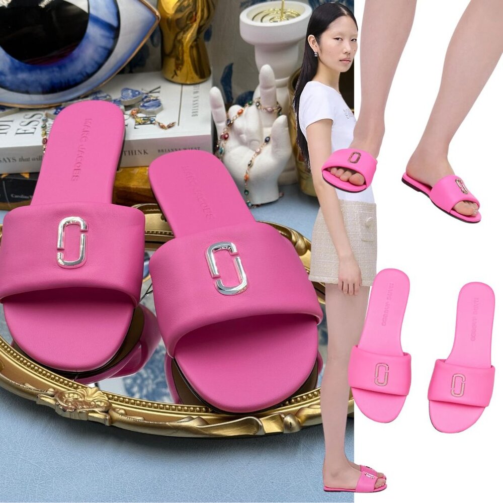 🆕 MARC JACOBS 🧿 NWOB The Snapshot Slide, Bow Pink - Sz 40 US 10